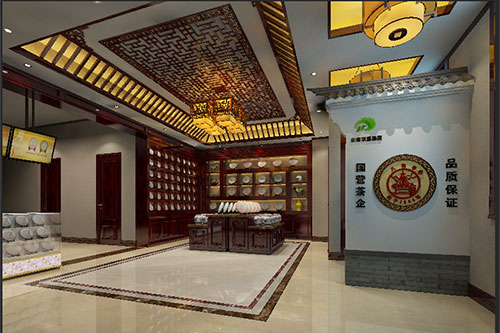 柳州古朴典雅的中式茶叶店大堂设计效果图