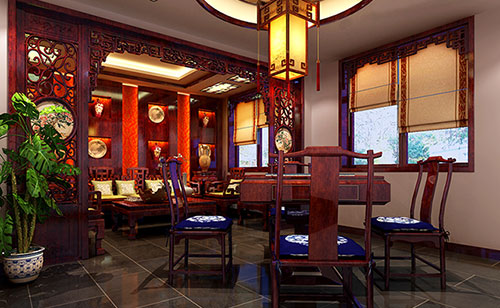 柳州古典中式风格茶楼包间设计装修效果图