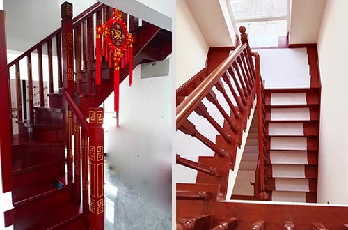 柳州自建别墅中式实木楼梯全屋定制设计效果图